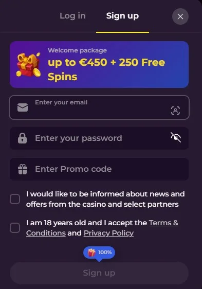 Zumospin registratieproces voor nieuwe spelers