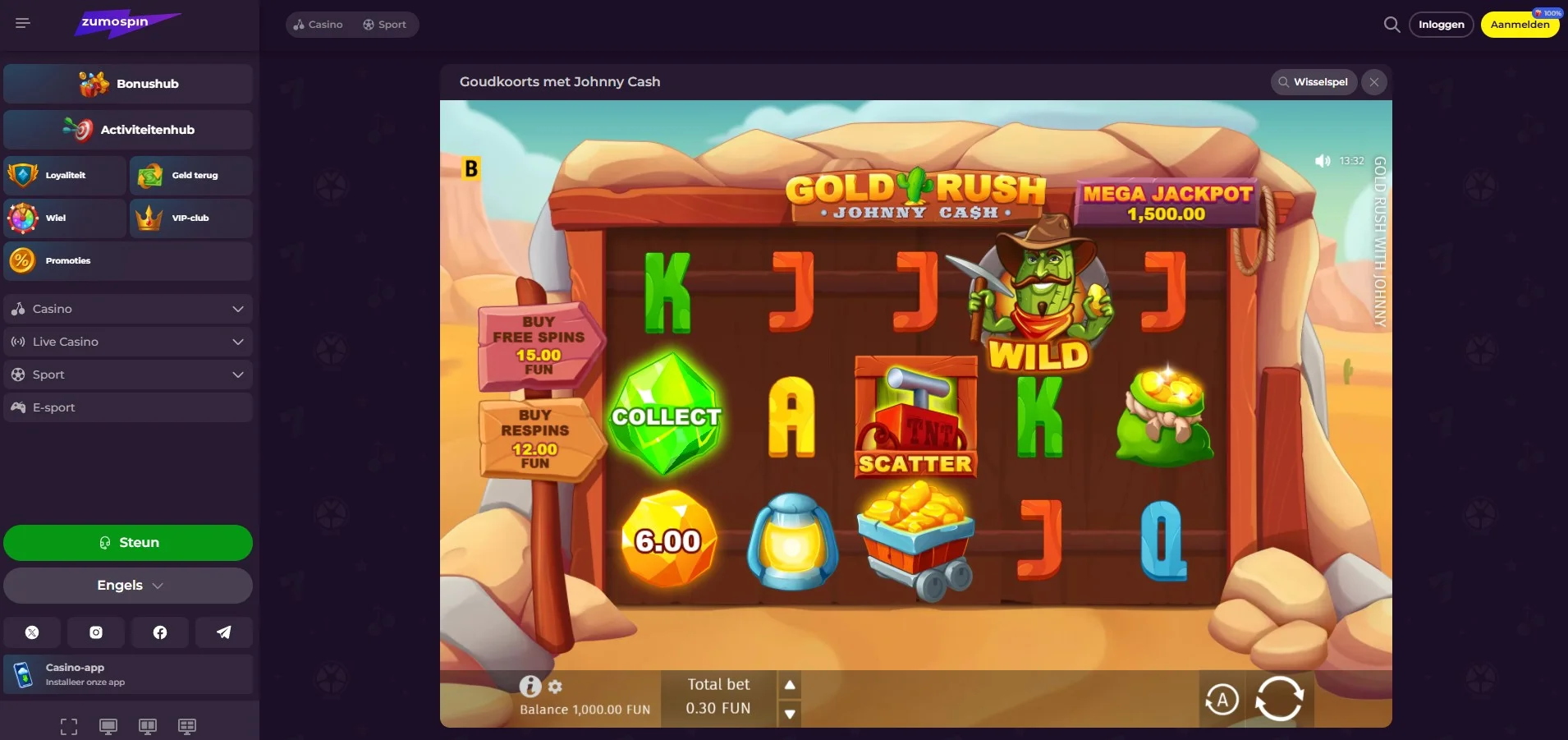 Zumospin bonus koop functie bij gokkasten